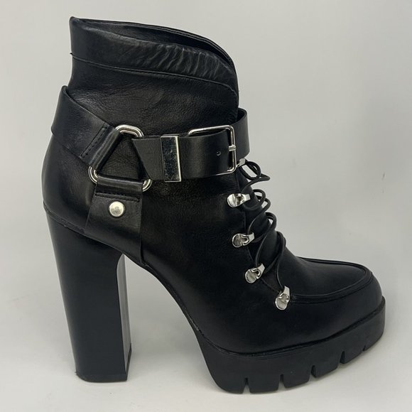 Zara Shoes - Zara Black Leather Platform Lug Sole Harness Lace Up Ankle Boots EU 39 (US M)